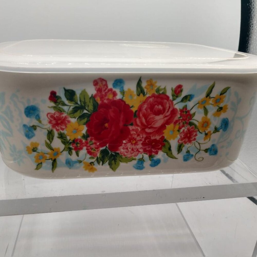 Pioneer Woman Sweet Rose Cookware airtight vented lid floral -8/2"x7"x3-1/2"